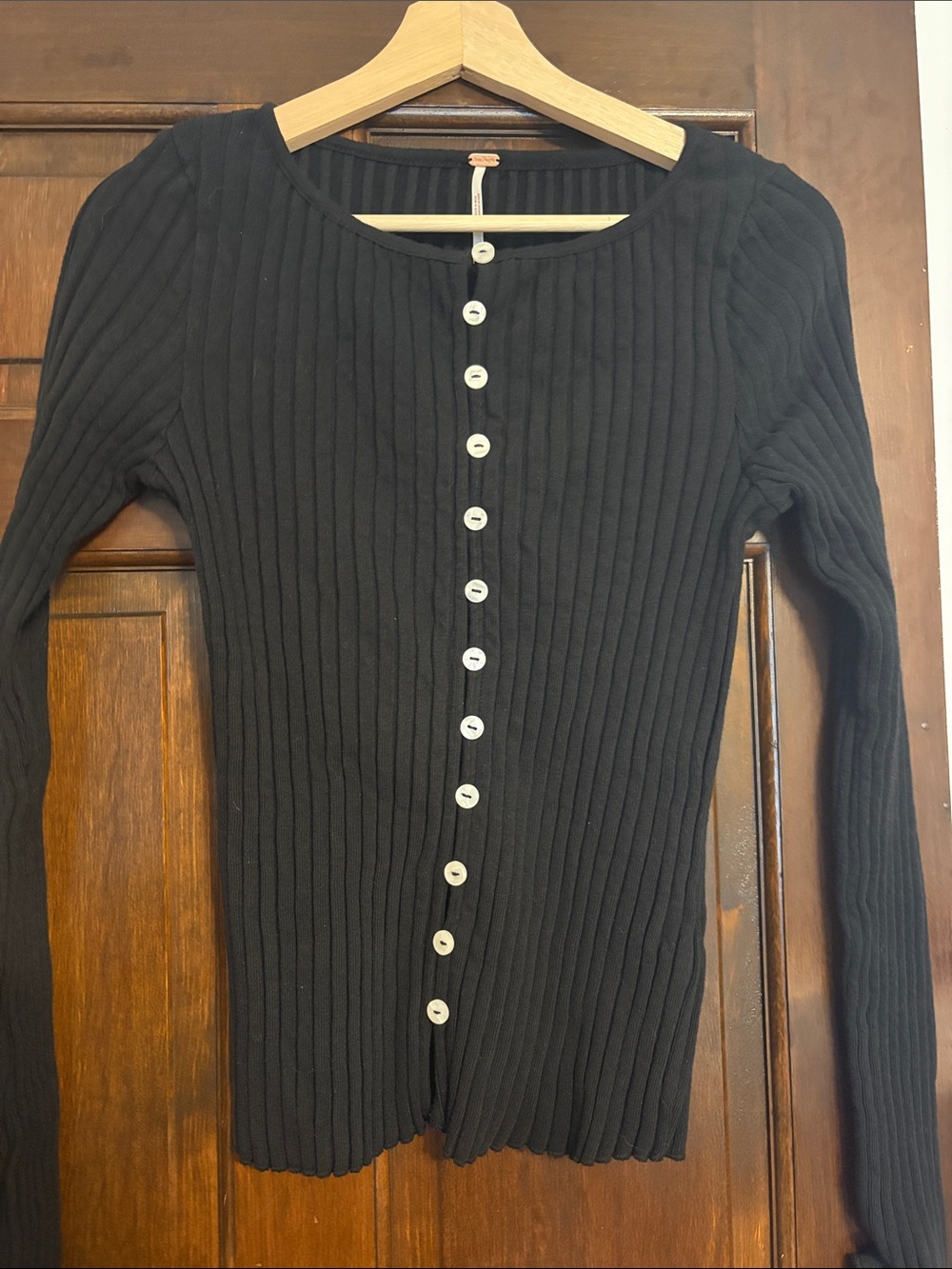 Free People Black Ribbed Knit Skirt Bottom